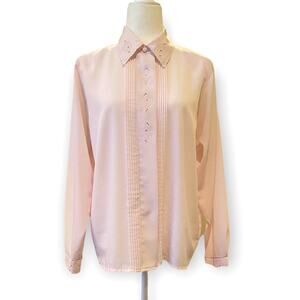 YVES‎ ST. CLAIR Vintage Blush Pink Button Up Blouse Size 12 (runs small)